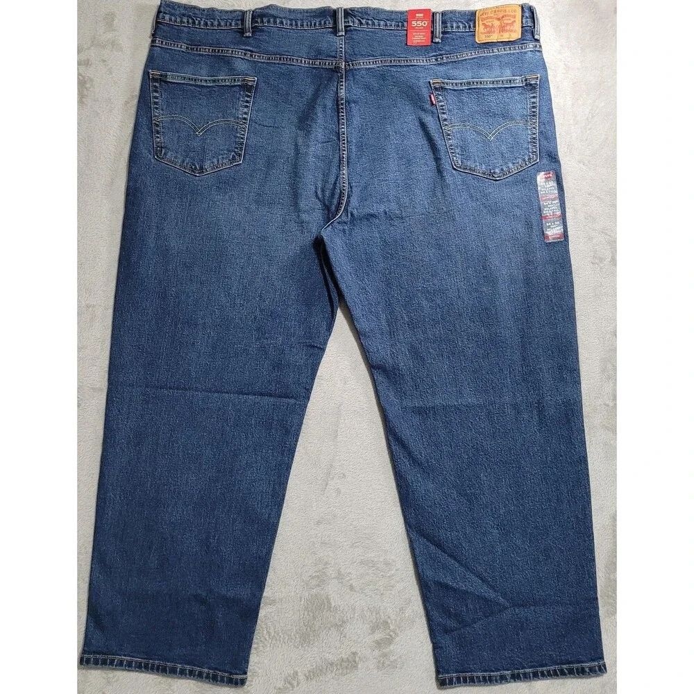 Levi's 550 Jeans Mens 54x30 Blue Med Wash Relaxed Tapered Stretch Denim Big Tall